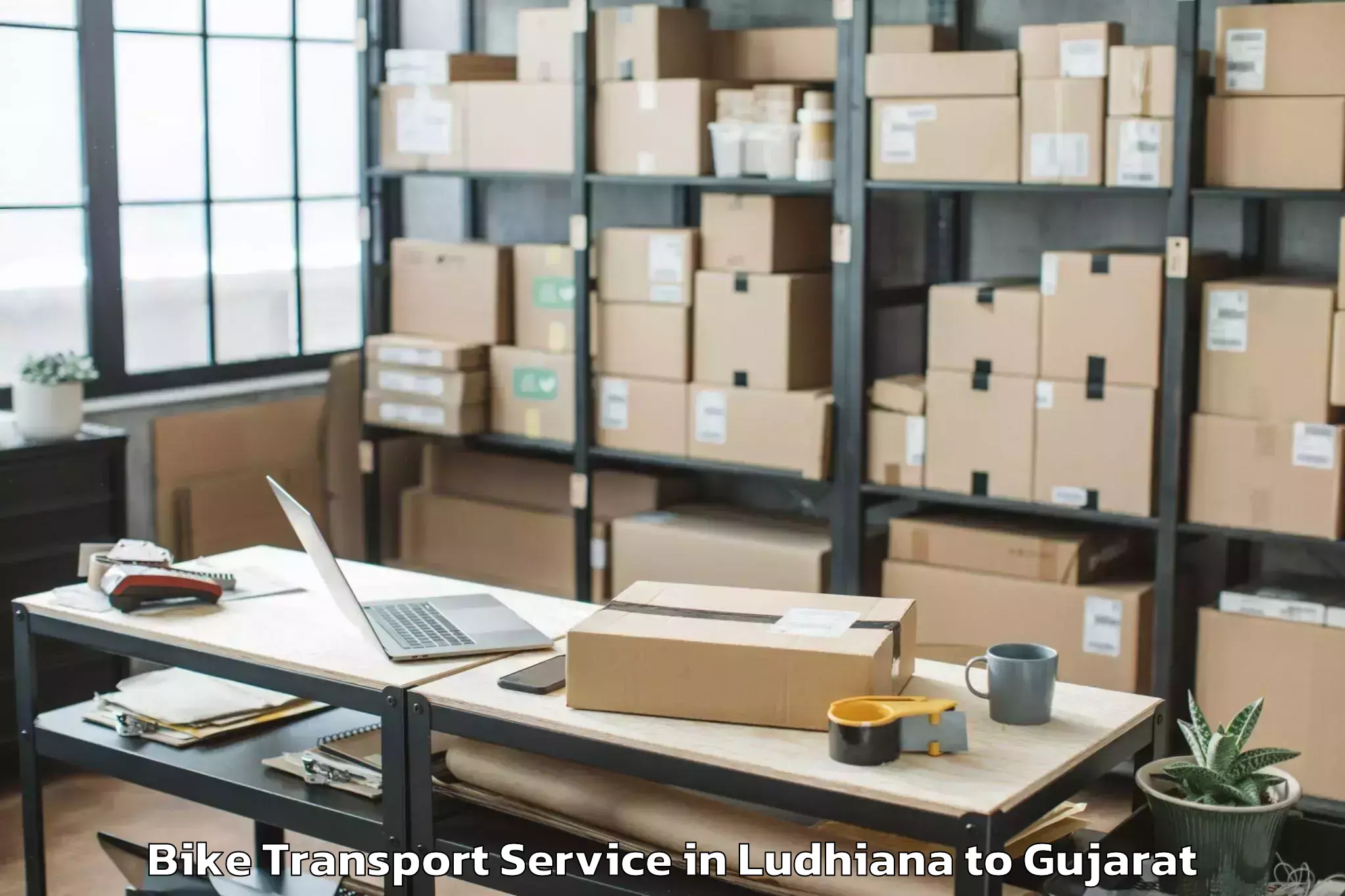 Hassle-Free Ludhiana to Adalaj Bike Transport